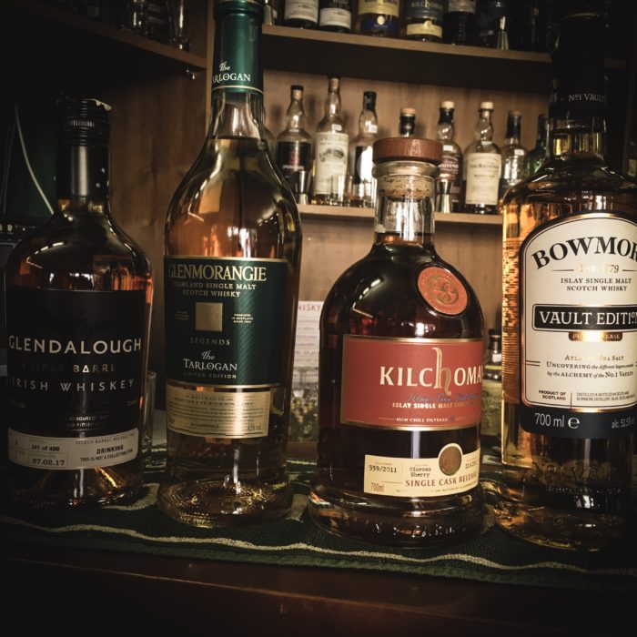 Glendalough, Glenmorangie, kKilchoman, Bowmore